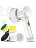 Electric Spin Scrubber Cordless Spin Scrubber with 5 Replaceable Brush Heads Electric Cleaning Brush Cleaning Tools